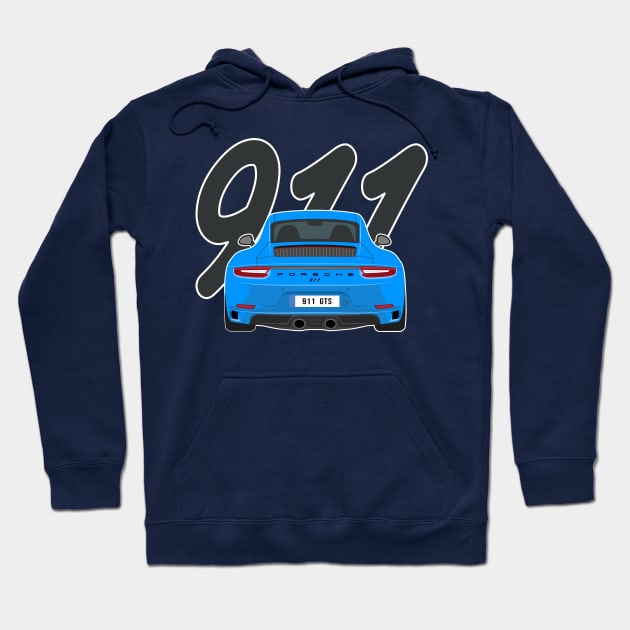 911 gts racing blue Hoodie by creative.z